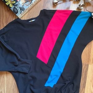 Vintage Striped Bat Sleeve Sweatshirt